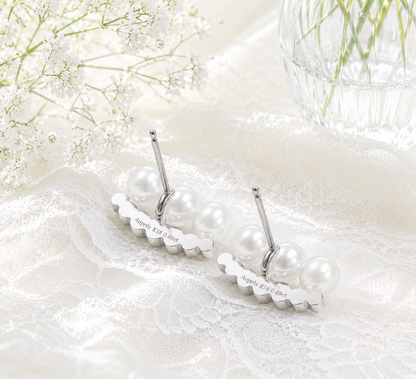 Harmony 3-Pearl Earrings /WG