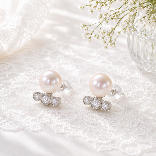 Harmony Single Pearl Earrings/WG