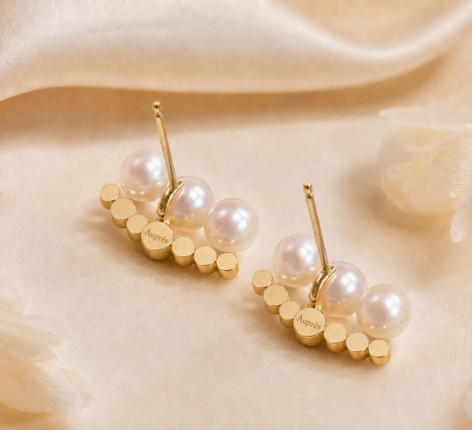 Harmony 3-Pearl Earrings/YG