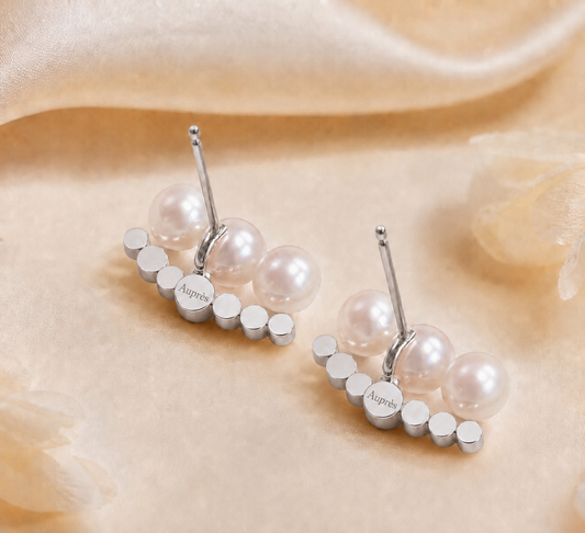 Harmony 3-Pearl Earrings/WG